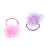 Set Elastice Păr, Model Tul cu Charm, 2 bucăți, Culoare Roz și Lila, Oem