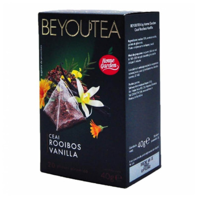 Cutie 20 Piramide Ceai Rooibos Vanilla BEYOUTEA, Ceai de Plante, Piramide de Ceai, Ceai cu Vanilie, Ceai Roiboos si Vanilie BEYOUTEA, Piramide Ceai de foto