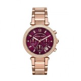 Michael Kors Parker Ceas Damă Cronograf 39mm cu Cadran Mov și Brățară Pink Gold
