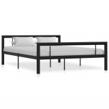 Cadru de pat, negru si alb, 120 x 200 cm, metal GartenMobel Dekor, vidaXL