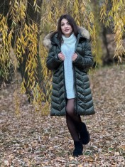 Geaca dama verde kaki cu blanita naturala