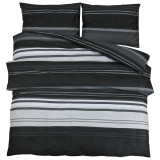 Cumpara ieftin Set cu husa de pilota, negru si alb, 140x200 cm, bumbac