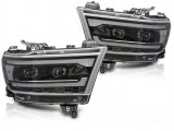 Set de faruri LED de tuning potrivit pentru Dodge Ram 1500 2019-2022 cu baza neagra, cu semnale de &icirc;ntoarcere dinamice, pentru modelul cu lumini DRL d
