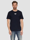 Tricou barbati cu maneca scurta si decolteu la baza gatului, croiala Regular fit, Bleumarin inchis, M