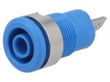 Soclu banană 4mm 24A albastru nichelat