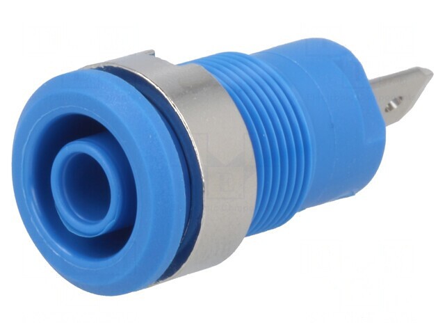Soclu banană 4mm 24A albastru nichelat