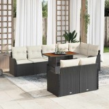 Cumpara ieftin Set de canapele pentru grădină cu pernă 9 pcs negru și crem