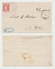 Romania 1869 scrisoare impaturita Focsani - Galati francata cu timbru Carol I de 18 Bani