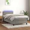 VidaXL Pat continental cu saltea &amp; LED, gri deschis, 80x200 cm catifea 3134249
