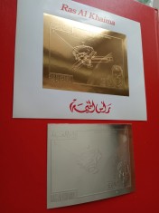 RAS AL KHAIMA, SPACE KENNEDY - MNH IMPERF. GOLD/SILVER