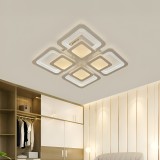 Lustra LED cu telecomanda SUSAN 77W, 4 Patrate, lumina Rece/Calda/Neutra, Dimabila, Alb ModernLight Concept