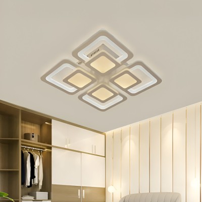 Lustra LED cu telecomanda SUSAN 77W, 4 Patrate, lumina Rece/Calda/Neutra, Dimabila, Alb ModernLight Concept foto