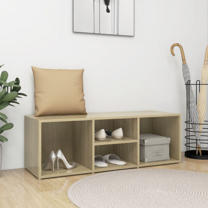 vidaXL Bancă depozitare de pantofi, stejar sonoma, 105x35x35 cm, PAL 804466