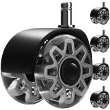 Set 5 roti gri pentru scaun de birou, silentioase, 360&deg;, Ruhhy