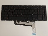 Tastatura Laptop Gaming, HP, OMEN 16-XD, 16Z-XD, iluminata, conector 4 pini, taste negre cu scris rosu, versiunea 2, layout US