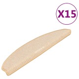 Cumpara ieftin Covorase pentru scari, 15 buc., 65x21x4 cm, crem, semirotunde, mari