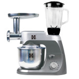 Robot bucatarie Herzeberg, 1200 W, bol inox 5 litri, blender 1.7 l, masina de tocat incorporata, Gri