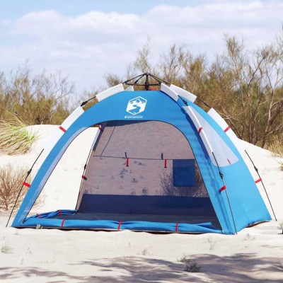 Cort camping 2 persoane albastru azur impermeabil setare rapidă foto