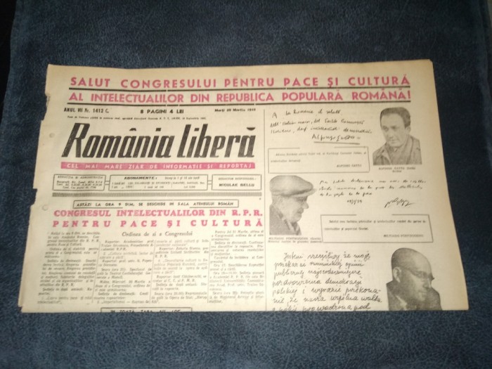 ZIARUL ROMANIA LIBERA 29 MARTIE 1949