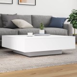 VidaXL Măsuță de cafea cu lumini LED, alb, 100x100x31 cm