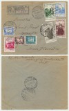 Romania 1931 serie completa Expozitia Cercetaseasca 5 timbre circulata efectiv pe plic recomandat