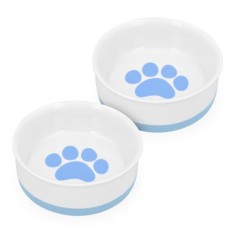Set 2 Boluri din portelan pentru pisici Navaris, 400 ml, Albastru, 48520.02.04 foto