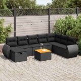 vidaXL Set mobilier de grădină cu perne, 9 piese, negru, poliratan 3325856