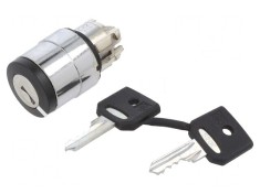 Comutator Rotativ cu Cheie 22mm 2 P poziții Negru