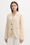 Pepe Jeans blazer din amestec de in culoarea bej, oversize, uni, PL402602