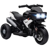 HOMCOM Motocicletă electrică pentru copii 3-5 ani (max. 25 kg) cu 3 roți, Lumini și sunete, Baterie 6V, Negru, 86x42x52cm | Aosom Romania
