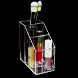 Suport Pensule Acrilic, Model 3 Compartimente, Dimensiuni 6x11x12cm, Transparent, Oem