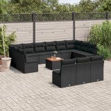 Cumpara ieftin Gossi set mobilier de gradina cu perne, 14 piese, negru, poliratan