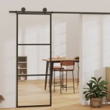 vidaXL Ușă glisantă cu 3 panouri, negru, 76x205 cm, sticlă ESG și aluminiu