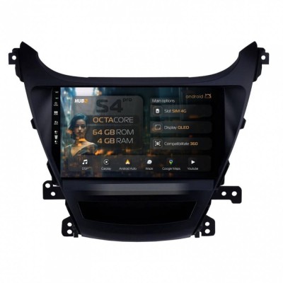 Navigatie Hyundai Elantra (2012-2014) 4GB RAM Android 13 Octacore Slot Sim 4G DSP GPS Wi-FI Carplay Android Auto USB Bluetooth Waze Touchscreen 9Inch foto