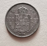 Moneda Romania 100 Lei 1936 Carol II Rege