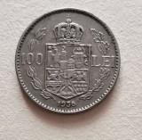 Moneda Romania 100 Lei 1936 Carol II Rege Nichel. Numismatica