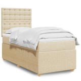 Cumpara ieftin Pat box spring cu saltea, crem, 80x200 cm, textil