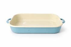 Tava emailata albastru deschis 50 x 27 cm, cu manere, pentru cuptor
