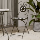 VidaXL Scaune de bistro pliabile, 2 buc., negru și alb, ceramică