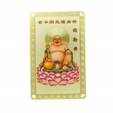 Card feng shui din metal cu buddha pe lotus pentru avere si functii de conducere