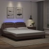VidaXL Cadru de pat cu lumini LED, maro, 180x200 cm, piele ecologică 3214038