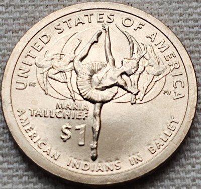1 Dollar 2023 USA, Maria Tallchief, Sacagawea, unc, litera D/P foto