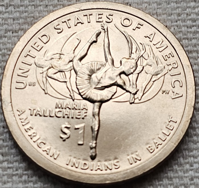 1 Dollar 2023 USA, Maria Tallchief, Sacagawea, unc, litera D/P