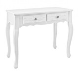 Cumpara ieftin Consola lemn alb cu 2 sertare Blanc 80 cm x 40 cm x 75 h