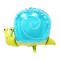 Balon din folie metalizata, flippy, figurina melc, tema animalute, 30 cm, ambalaj individual, pai inclus, umflare cu aer sau heliu, albastru