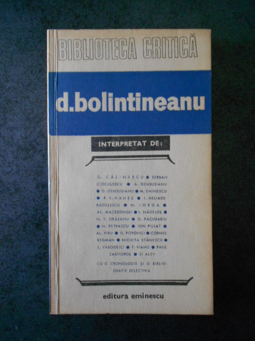 Biblioteca critica - Dimitrie Bolintineanu