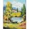 Tablou peisaj din natura pictat manual, Oaza de liniste, 45x35cm ulei pe panza