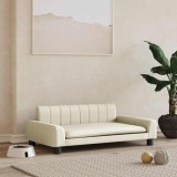 vidaXL Pat de c&acirc;ini, crem, 90x53x30 cm, piele ecologică 171853