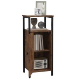 HOMCOM Noptieră &icirc;n Stil Industrial cu 2 Rafturi Deschise și Raft Interior Reglabil pe 3 Nivele, 34x30x80 cm, Maro Rustic | Aosom Romania