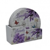 Set 6 Suporturi Pahar Lavander, MDF, 11.50x10.50 cm